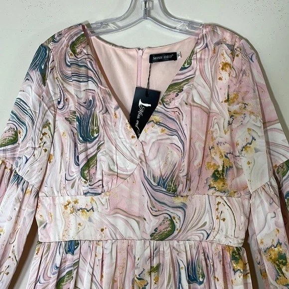 Miss Ord Printed Front V Neck Long Sleeve Maxi Dress. XL. NWT. - Picture 7 of 14